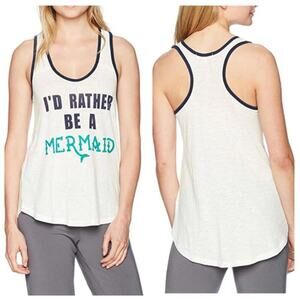 PJ Salvage NWT White Large I'd Rather Be A Mermaid White Jersey Tank Top
